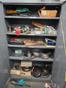 Metal Cabinet w/ Welding Supplies: Welding Wire, Sticks, Gauges, Gear & Misc.