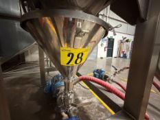 Stainless steel conical mixer, approximate dimensions: 0.70 meters in diameter and 0.94 meters in h