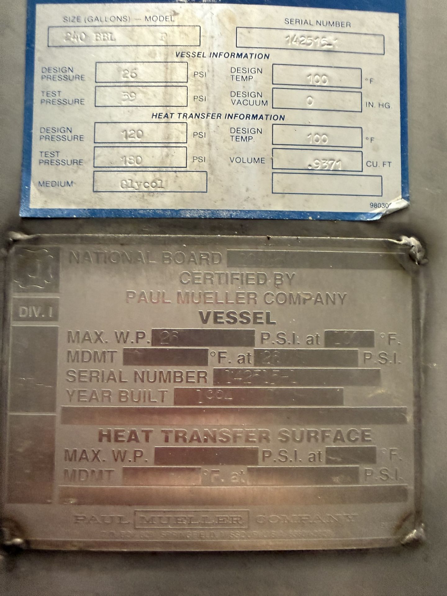 Mueller 240 BBL (7,500 Gal Gross) Stainless Steel Fermenter | Rig Fee $3750 - Image 8 of 8