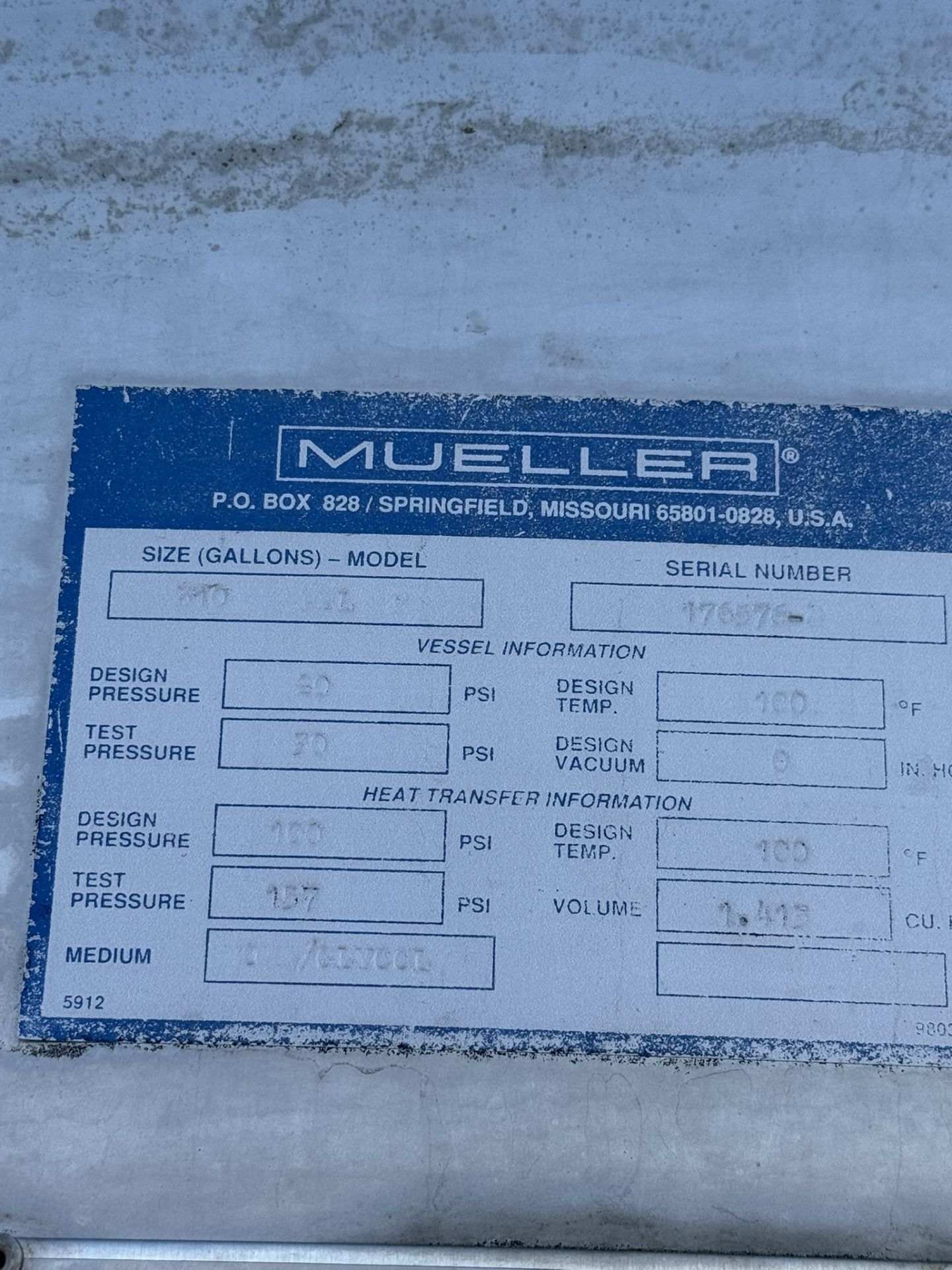 Mueller 310 BBL (9,600 Gal Gross) Stainless Steel Fermentation Tank| Rig Fee $3750 - Image 8 of 9