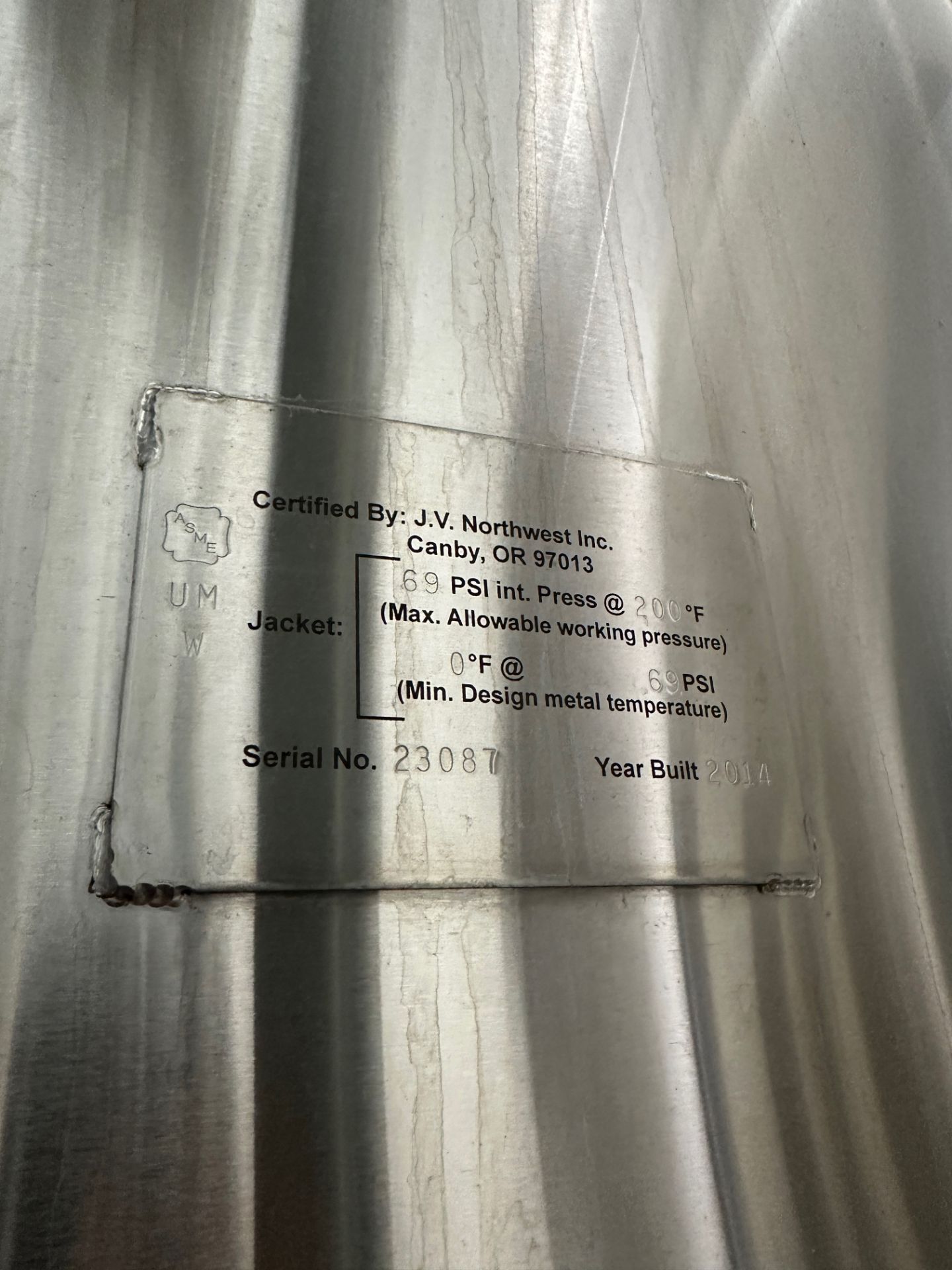 JVNW 40 BBL Stainless Steel Fermentation Tank - Cone Bottom, Glycol Jacket | Rig Fee $1200 - Image 5 of 5