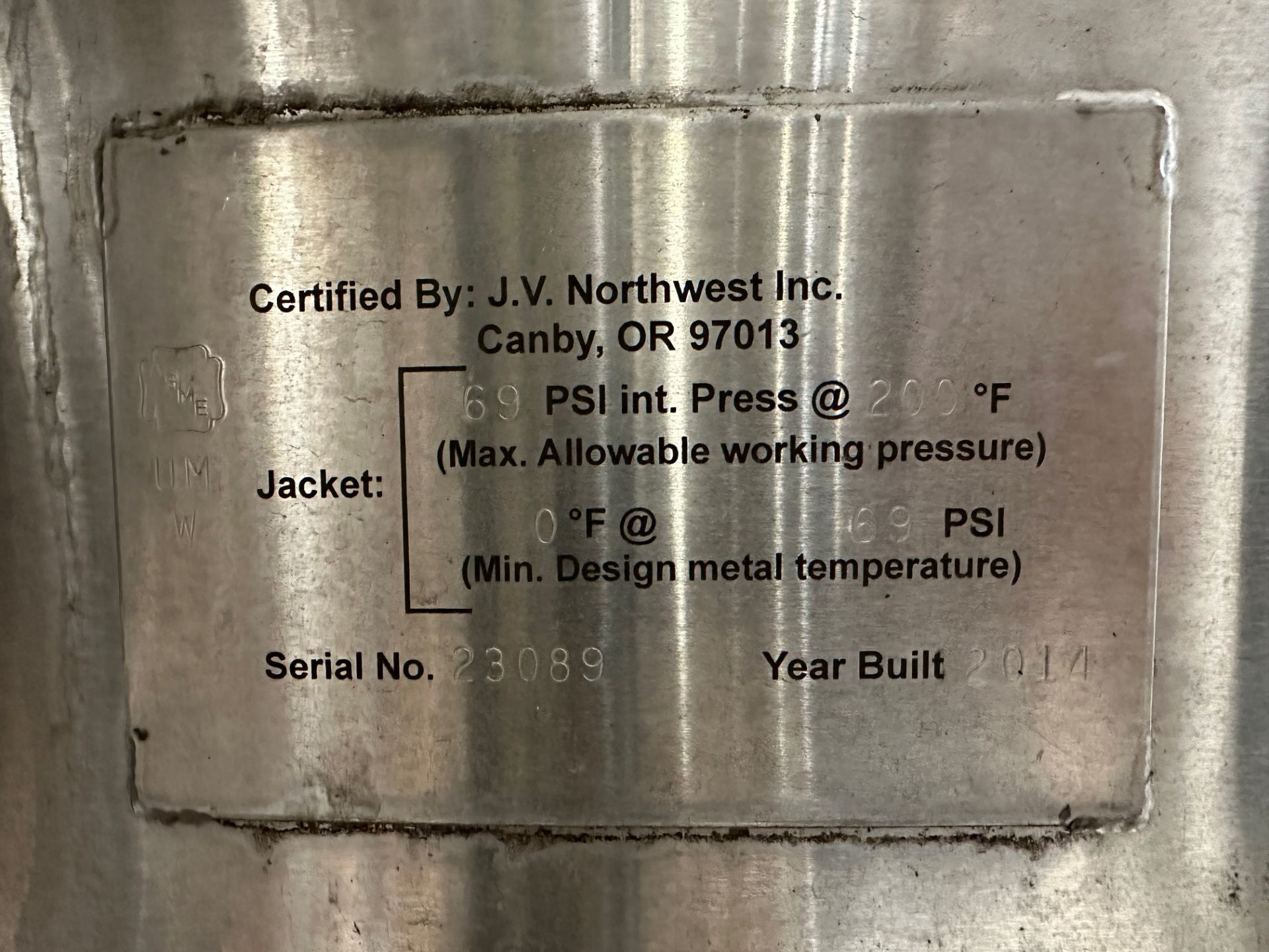 JVNW 40 BBL Stainless Steel Brite Tank - Dish Bottom, Gycol Jacketed, Mand | Rig Fee $1200 - Image 3 of 6