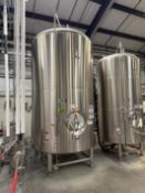 60 BBL Stainless Steel Brite Tank, Glycol Jacket, Dish Bottom, Side Manway, 4 Stain | Rig Fee $1750