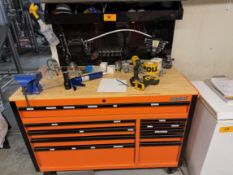 International Tool Cabinet on Casters with Hanging Board and Contents (Approx. 53" x 28")
