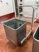 Koch Stainless Steel Dump Buggy with Cart- Inside Dims Approx 25" L X 25" W X 30" Tall