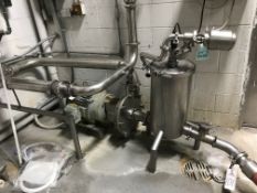 Fristam 25 HP Centrifugal Pump, Model FPX1151-270, Stainless Steel Tank, Inline Filter, Air Valve,