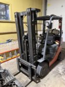 Toyota Model 8FGCU25 Sit Down Propane Warehouse Forklift, 4 Wheels, Side Shift, 4500 LBS Capacity,