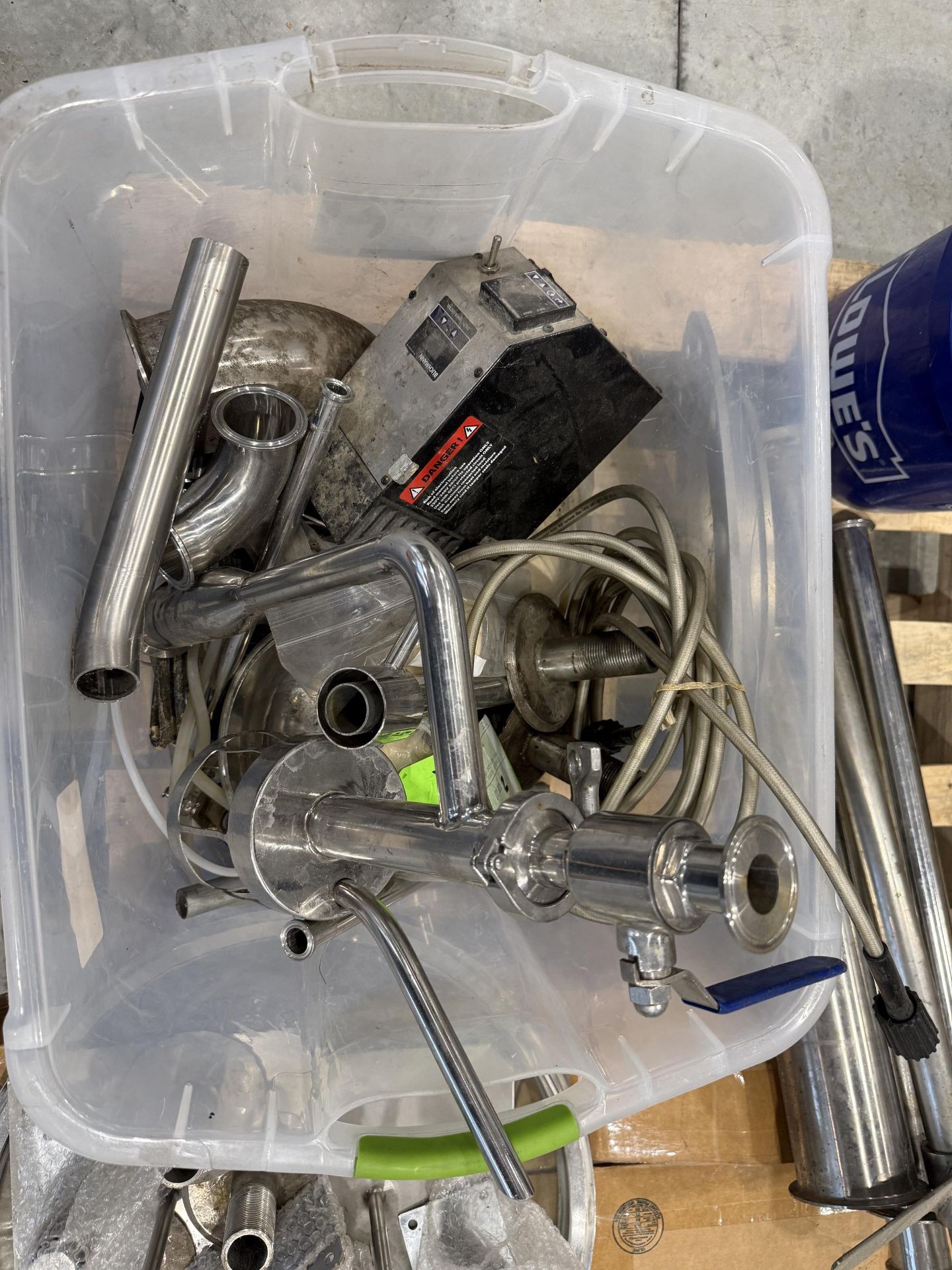 Lot of Stainless Steel Fittings- Glass Manway Door, Misc Piping, Valves, Clamps - Image 2 of 6