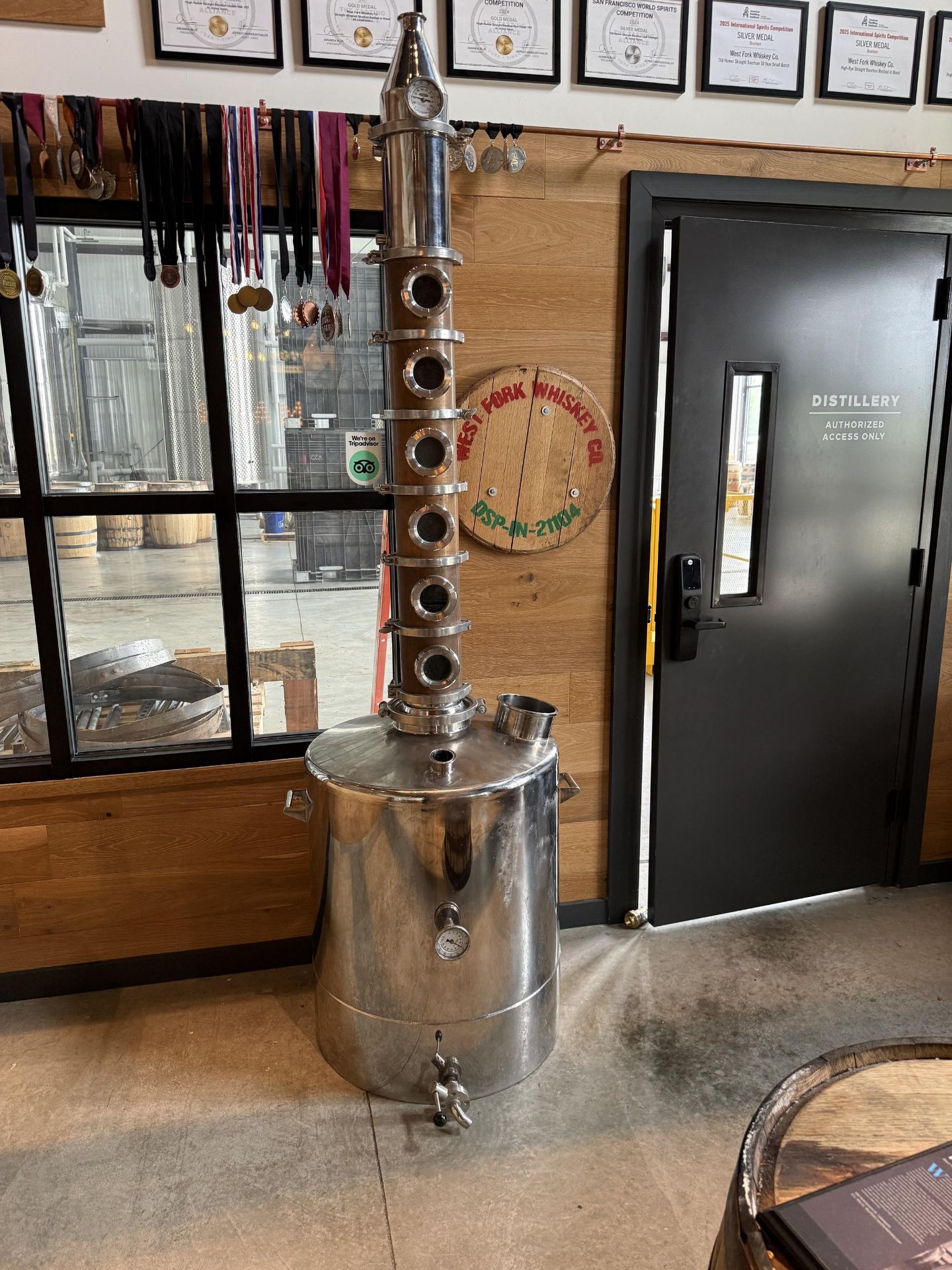 Stainless Steel Pot and Copper Column Still- Tank Dims Approx 31" Straight wall X 26" Diameter,