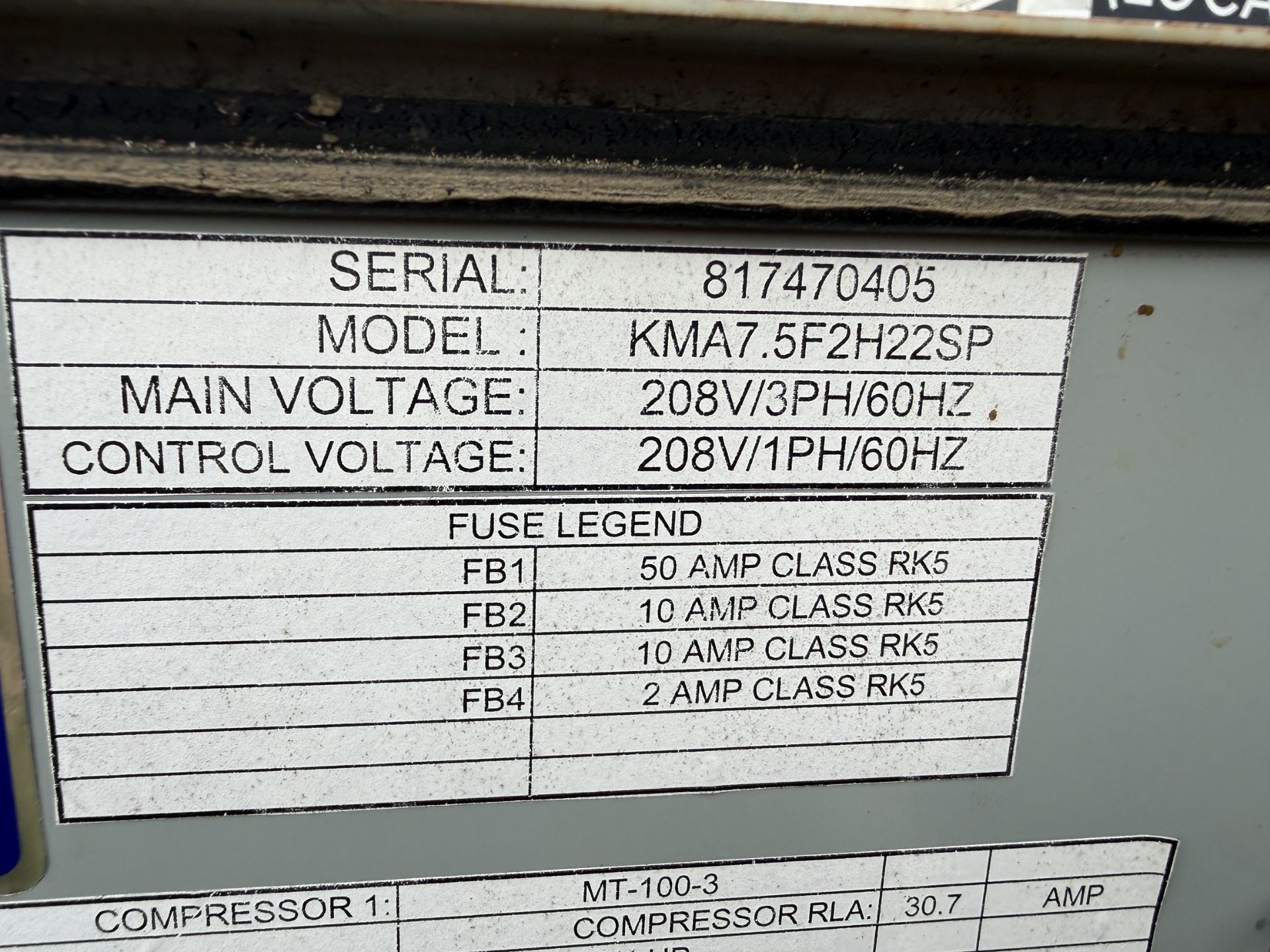 2005 Pro Refrigeration Model KNA7.5F2H22SP 7.5 HP Chiller, 208 V, Overall Dims Approx 7' L X 4' W - Image 6 of 7