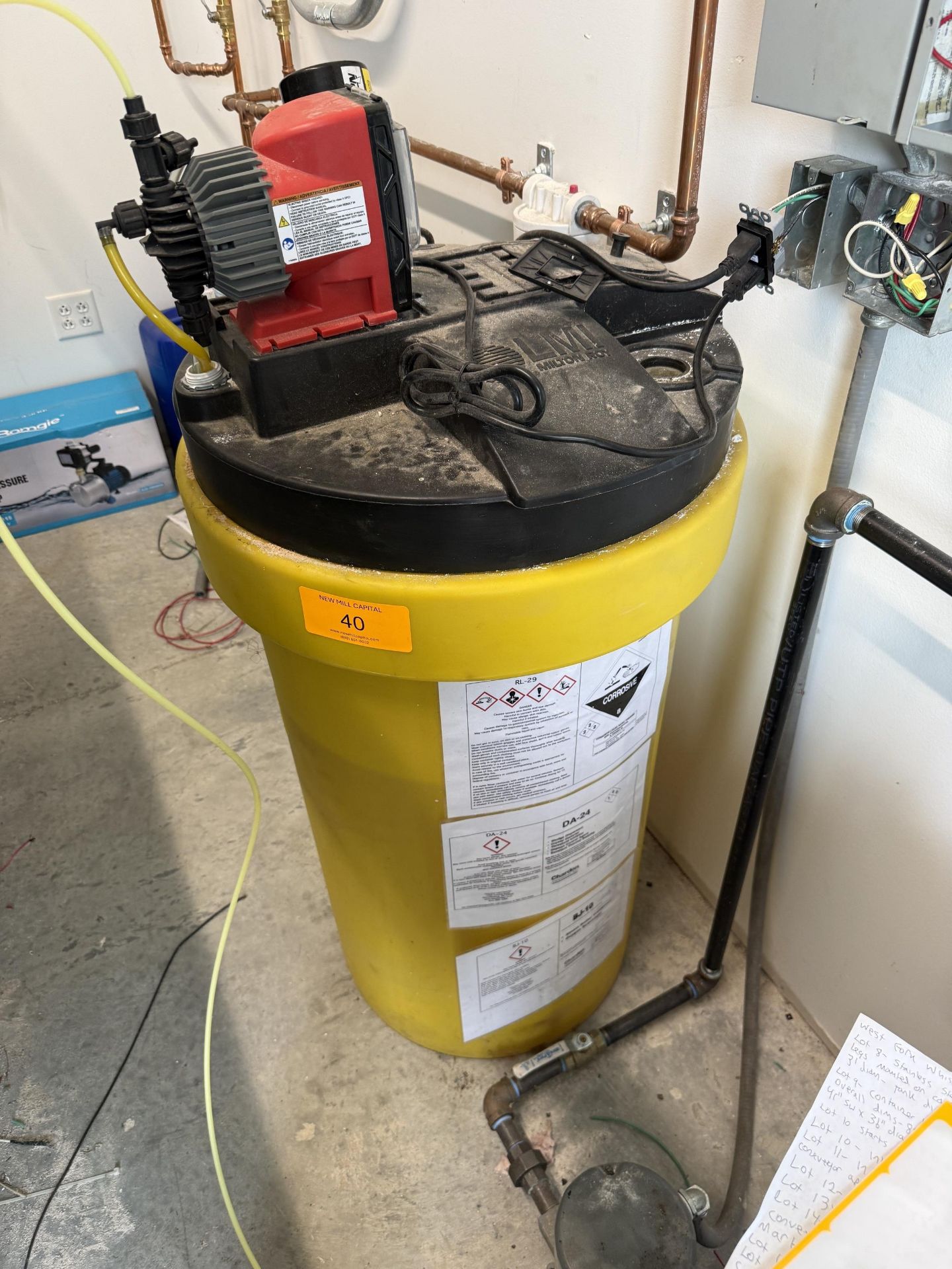 LMI Chemical Meter Tank and Pump- Tank Dims Approx 3' Straight Wall X 2' Diameter, Neptune