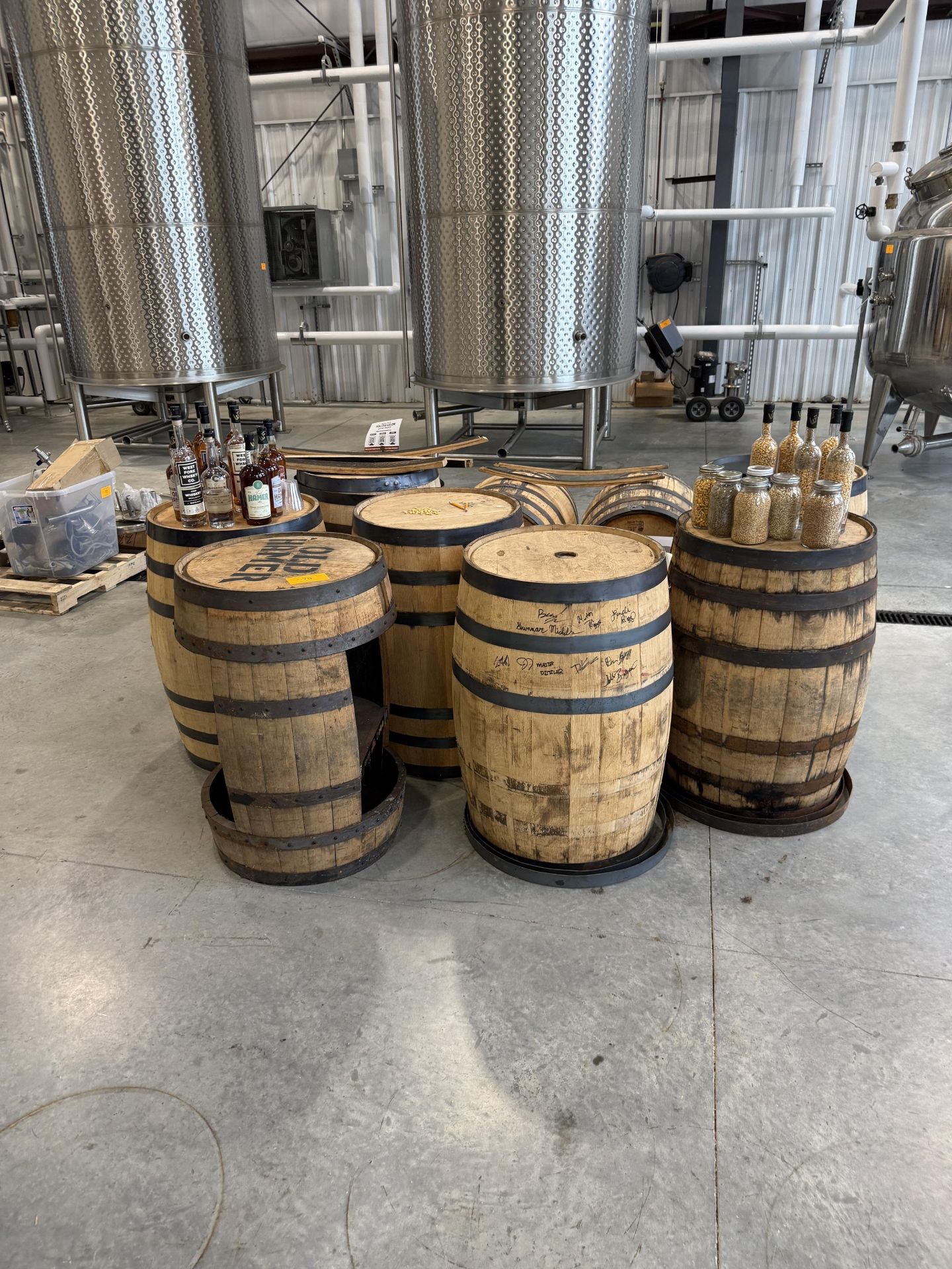 Whiskey Barrel- QTY (1) Display Barrell, QTY (9) 53 Gallon
