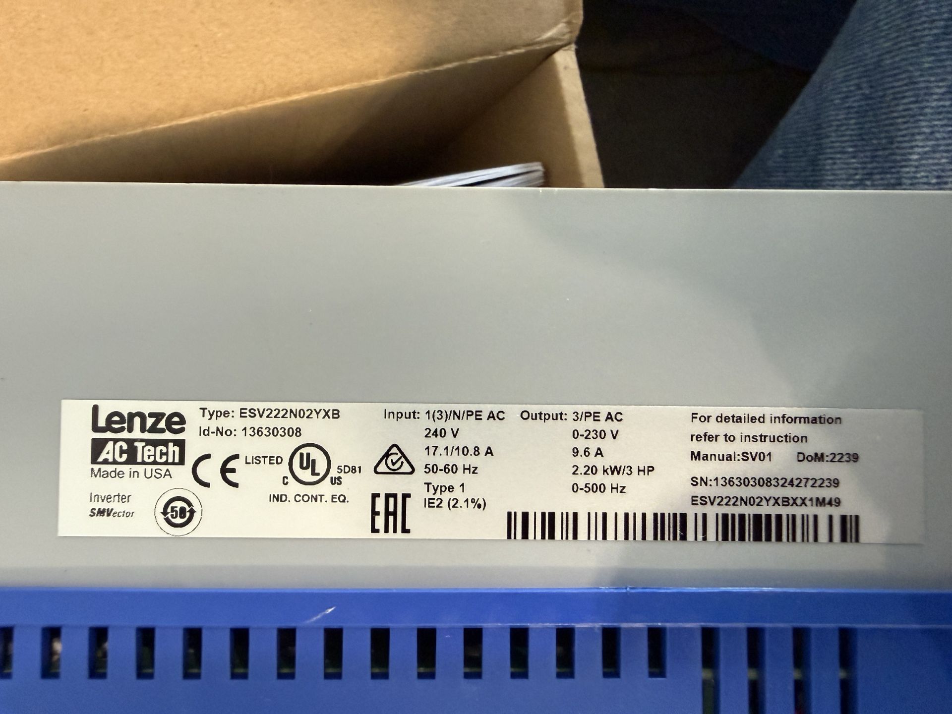 Lot of Optidrive Model ODE-3-140041-3F12 2 HP VFD, 380-480 V- QTY (2), Lenze AC Tech Model - Image 8 of 8