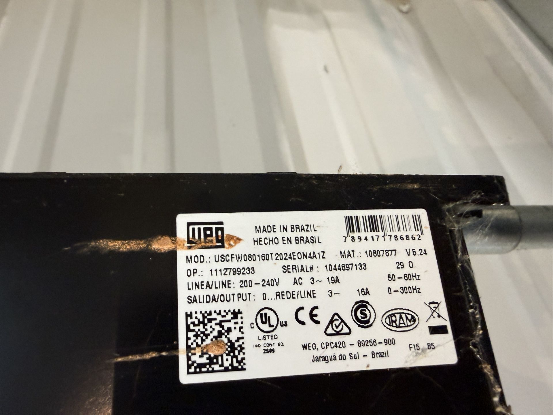 WEG Model USCFW080160T2024E0N4A1Z VFD- QTY (2), 200-240 V, S#1039303661, 1044697133 - Image 4 of 4
