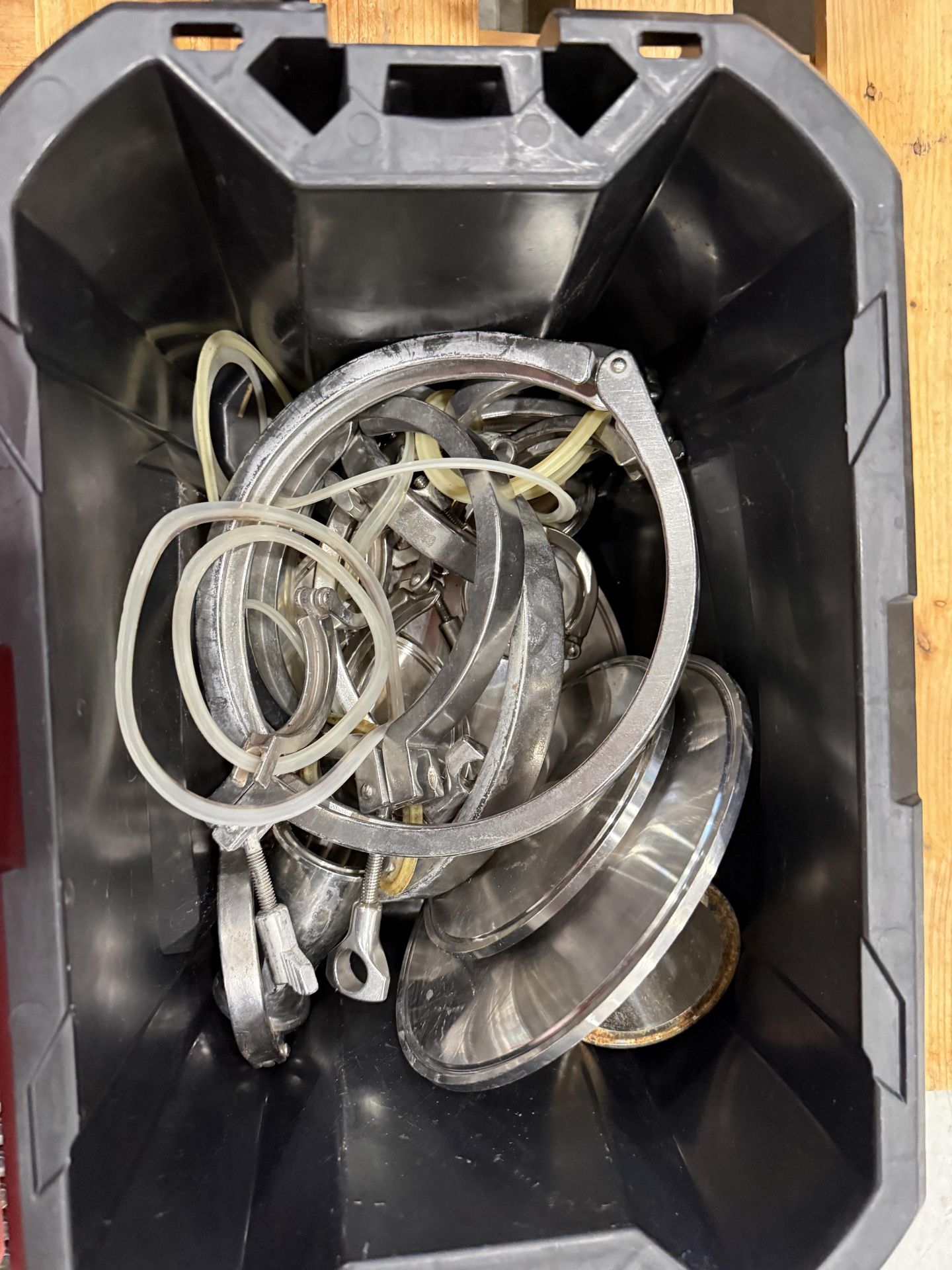 Lot of Stainless Steel Clamps, Fittings- QTY (4) Totes - Image 5 of 5