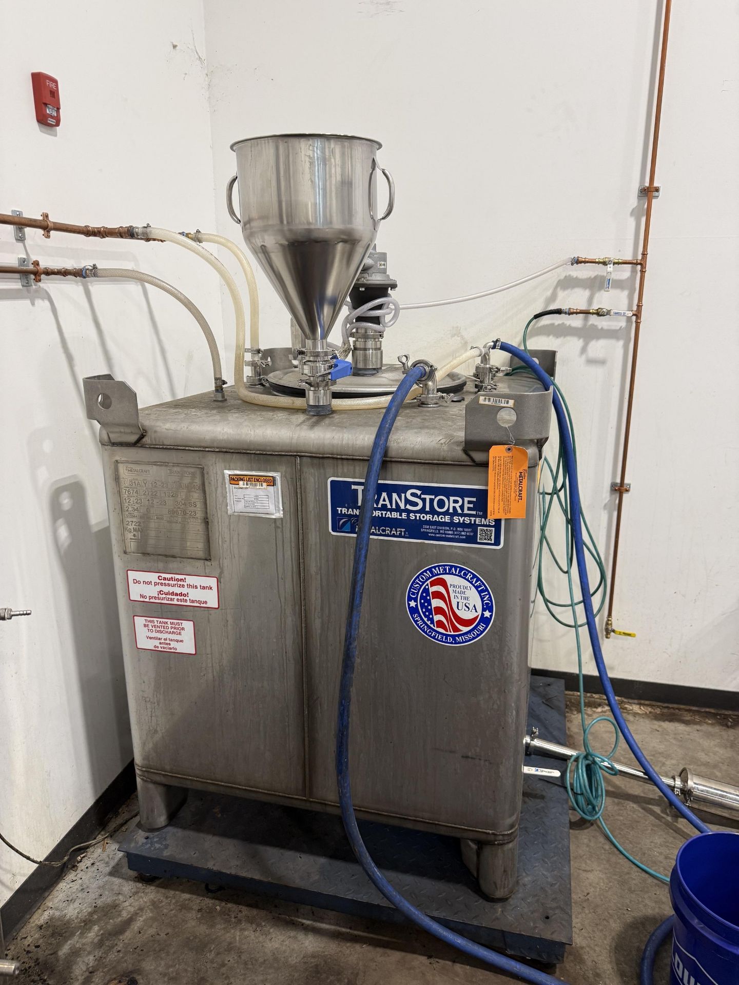 Custom Metalcraft 350 Gallon Stainless Steel Transportable Storage Tank, Stackable, Overall Dims