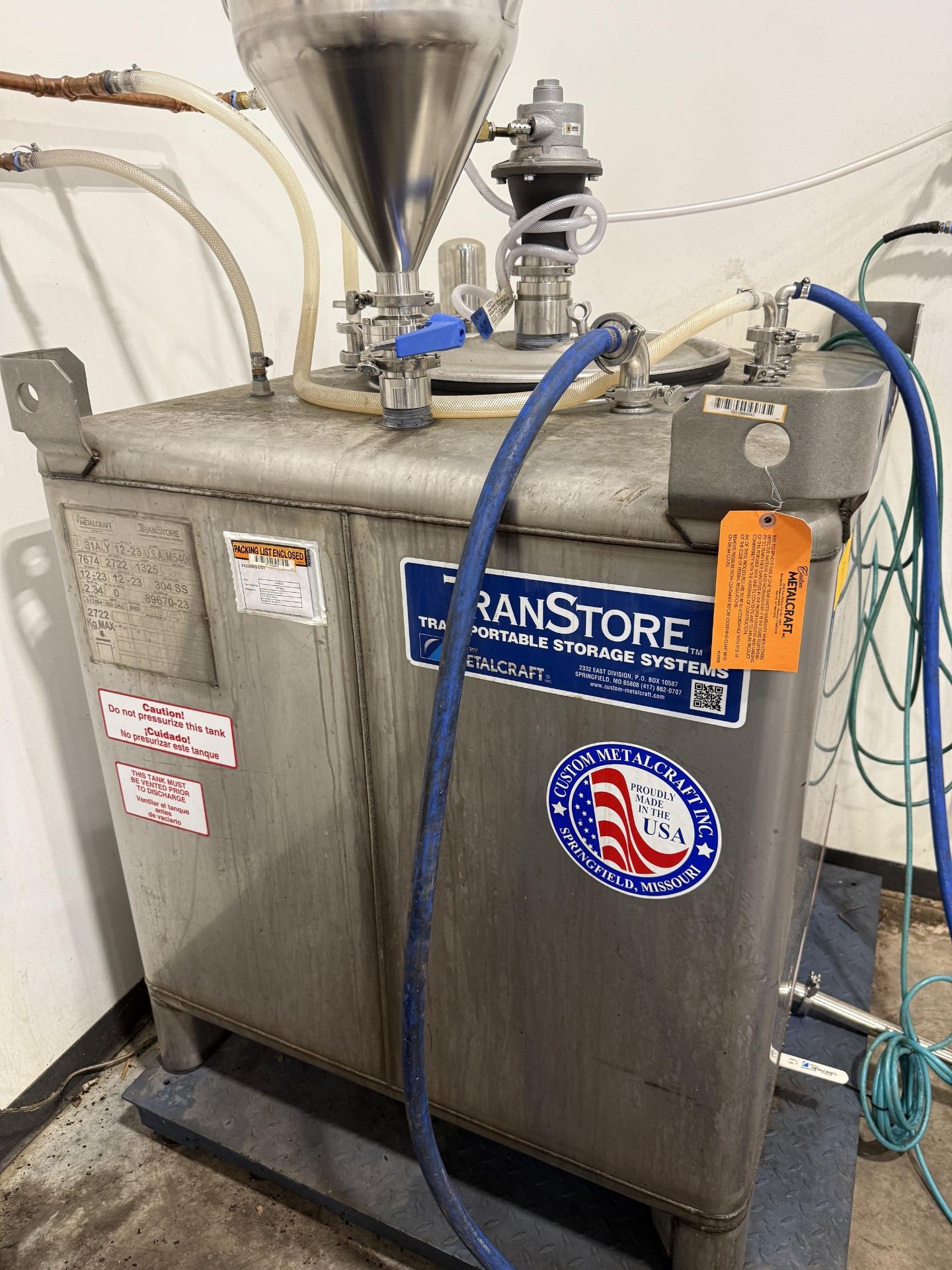Custom Metalcraft 350 Gallon Stainless Steel Transportable Storage Tank, Stackable, Overall Dims - Image 2 of 5