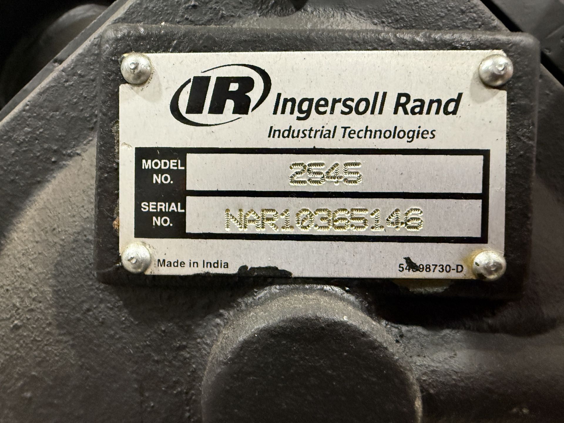 Ingersoll Rand Model 2545K10-VP 10 HP Two Stage Cast Iron Air Compressor, 120 Gallon Tank, 200 - Image 4 of 8