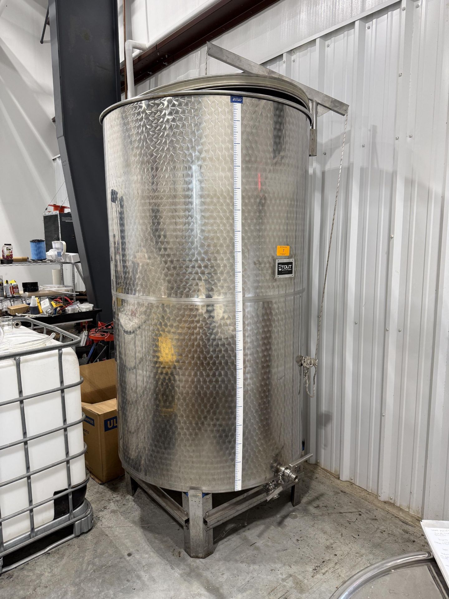 Stout Tanks and Kettle 2150 Liter (568 Gallon) Stainless Steel Tank- Open Top with Lid, Flat Bottom, - Image 2 of 5