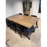 Wooden Table- QTY (2) With Chair- QTY (6)- table Approx 7' L X 2' W X 2'5" Tall On Casters