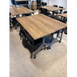 Wooden Table- QTY (2) with Chair- QTY (4)- Table Approx 5' L X 2' W X 2'5" Tall On Casters