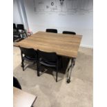 Wooden Table- QTY (2) with Chair- QTY (4)- Table Approx 5' L X 2' W X 2'5" Tall On Casters