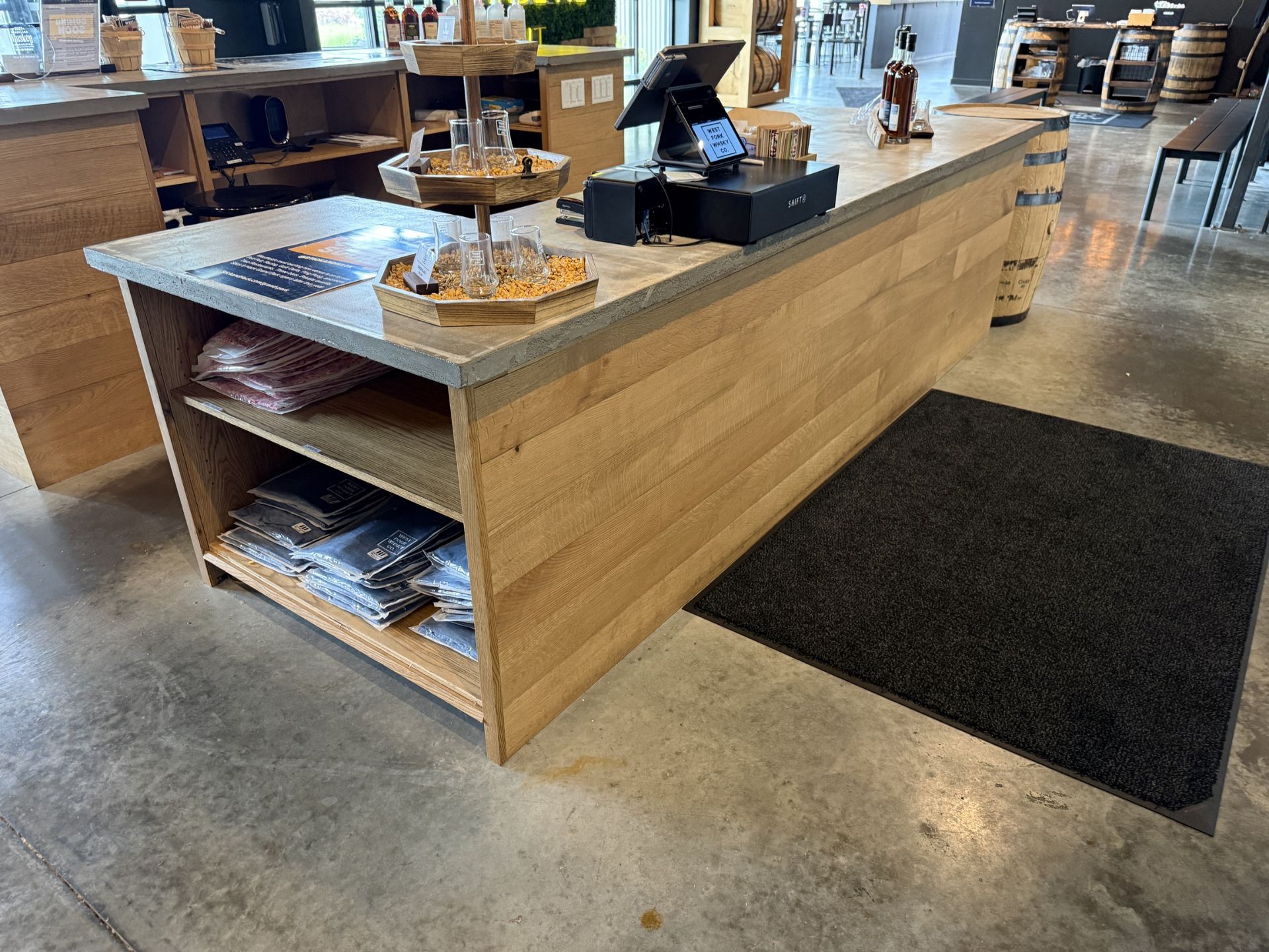 U Shaped Wooden Host Station with Concrete Top- overall Dims Approx 125" L X 45" W X 35" Tall - Image 3 of 3
