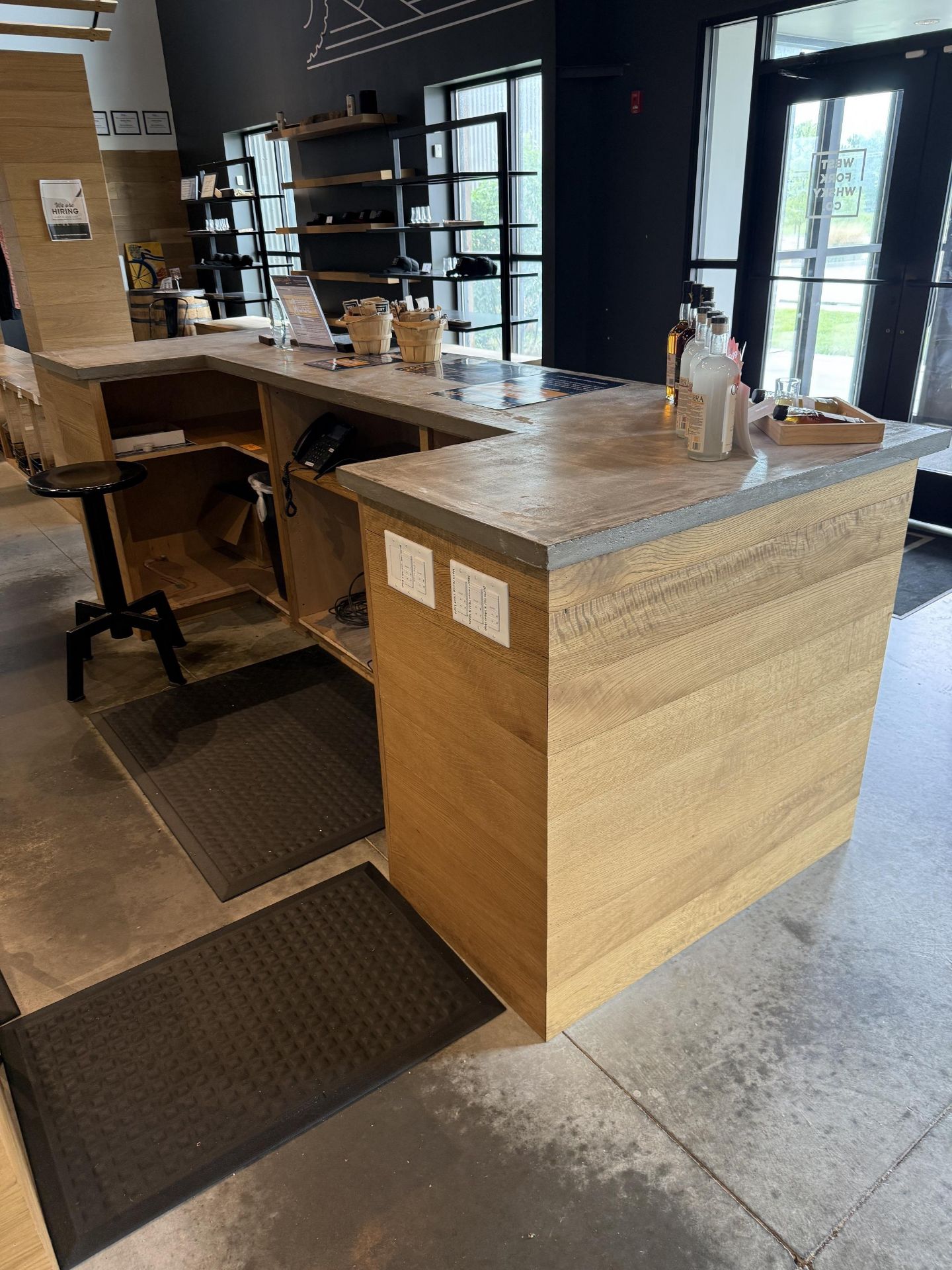 U Shaped Wooden Host Station with Concrete Top- overall Dims Approx 125" L X 45" W X 43" Tall - Image 2 of 2