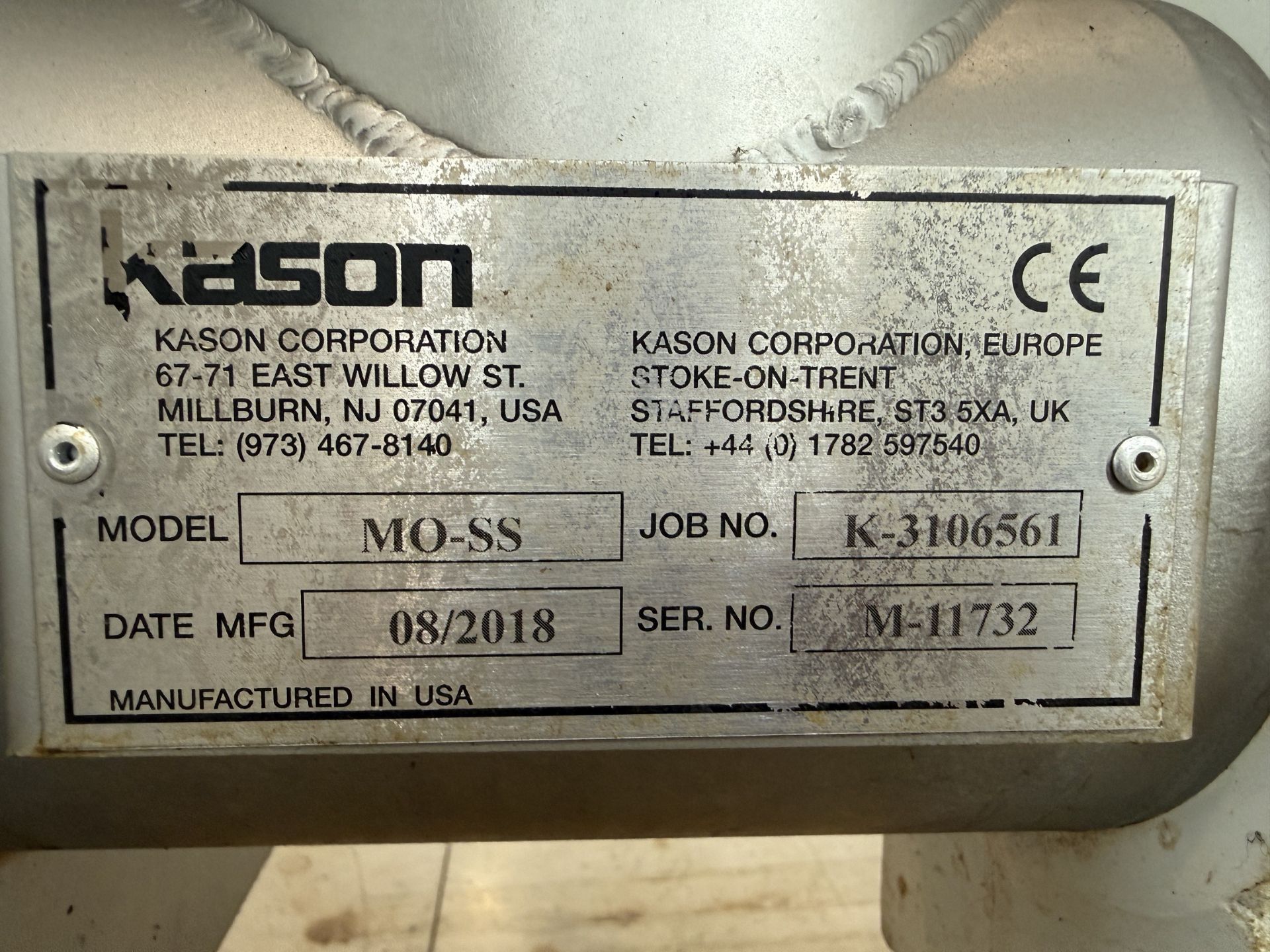 2018 Kason Model MO-SS Centri-Sifter, 3 HP, 865 RPM, 230/460 V, S#M-11732 - Image 7 of 7