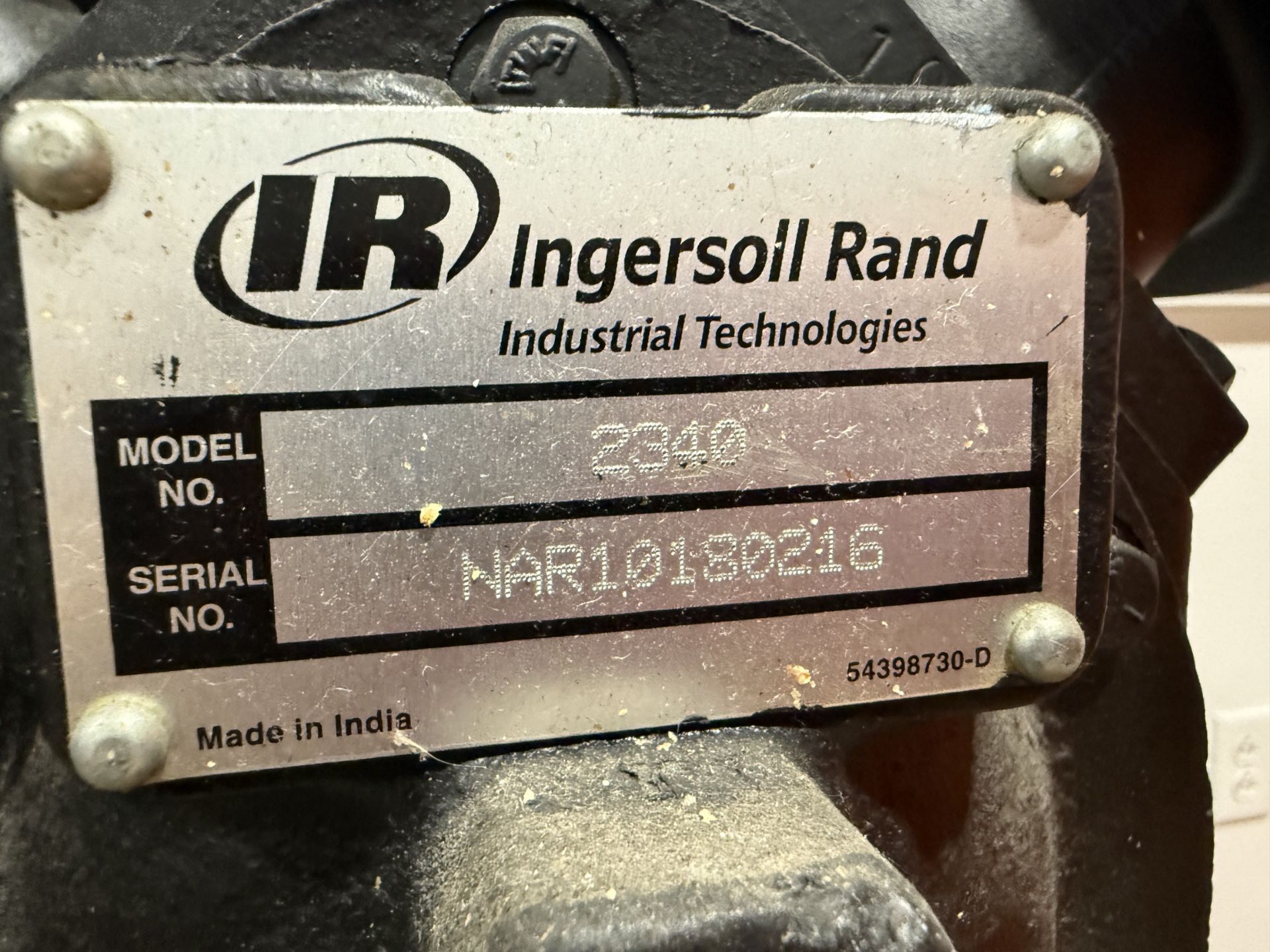 Ingersoll Rand Model 2340L5-V 5 HP Two Stage cast Iron Air Compressor 60 Gallon Tank, 230 Volts, S# - Image 4 of 8