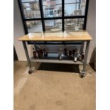 Wooden Bar Height Table- Approx 5' L X 2'6" W X 3'7" Tall
