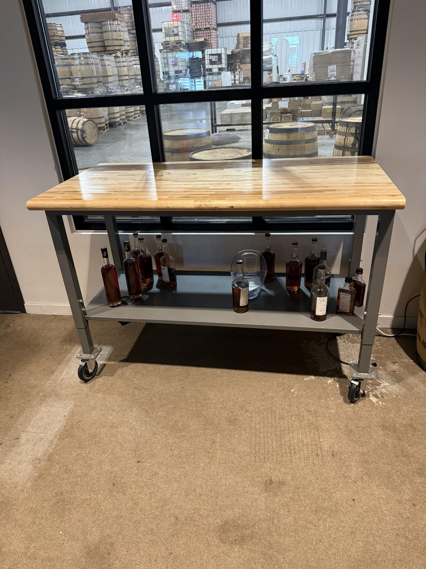 Wooden Bar Height Table- Approx 5' L X 2'6" W X 3'7" Tall