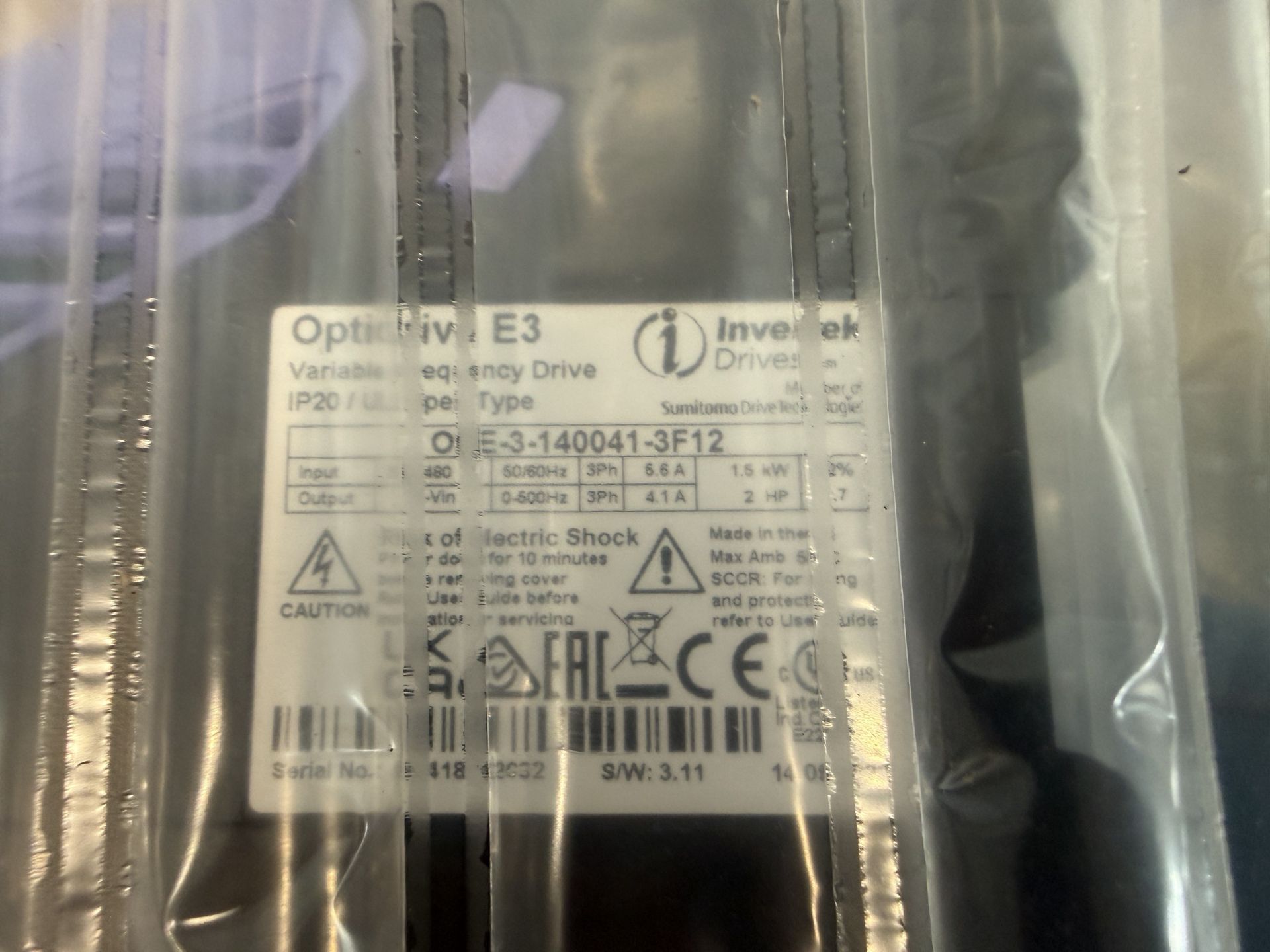 Lot of Optidrive Model ODE-3-140041-3F12 2 HP VFD, 380-480 V- QTY (2), Lenze AC Tech Model - Image 5 of 8
