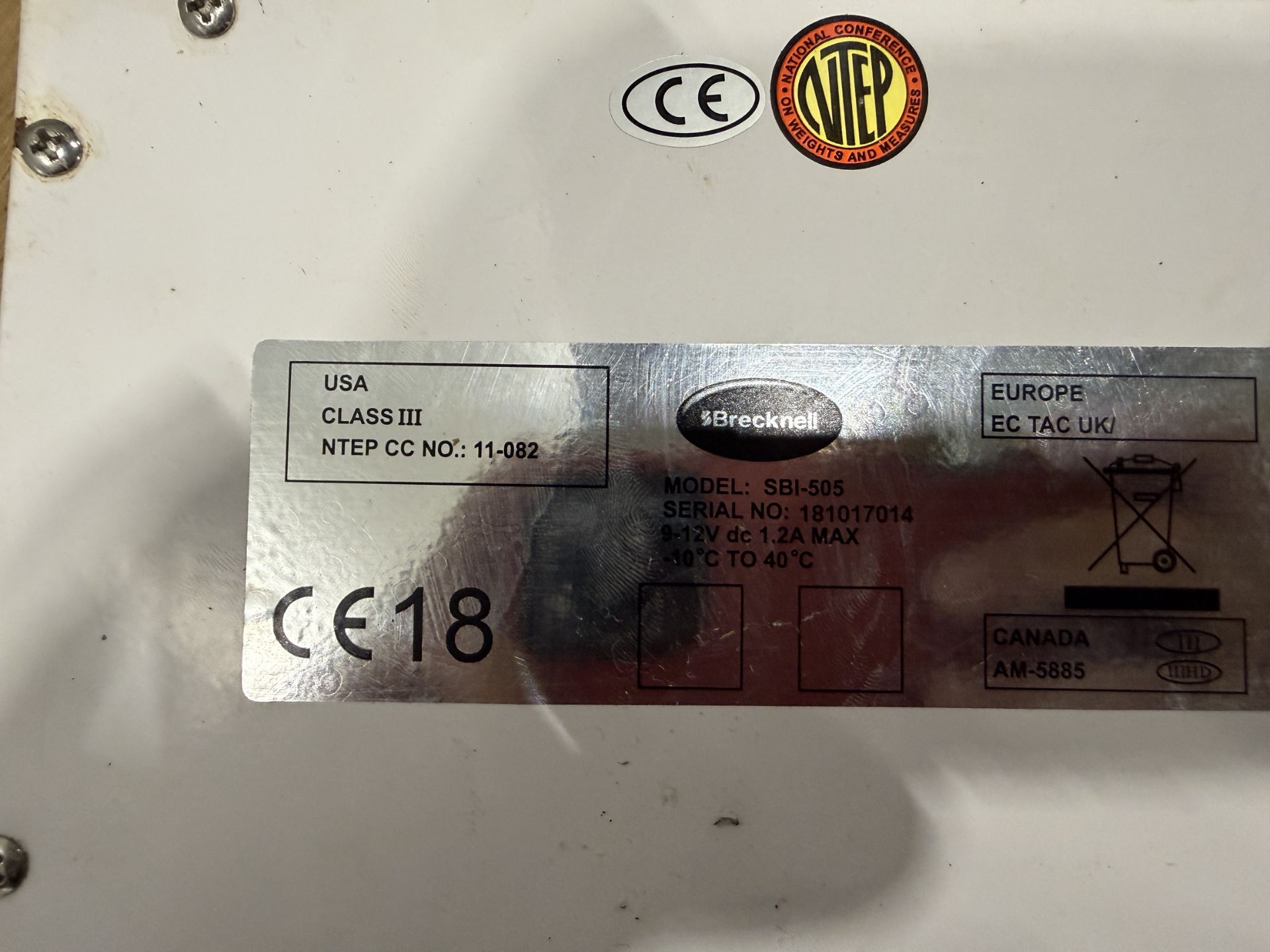 Brecknell Model SBI-505 Floor Scale- Platform Approx 3' L X 3' W, 120 V- Needs Repair S#181017014 - Image 3 of 3