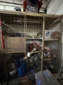 {LOT} In Cage C/O: Extinguishers, Clamps, Tool Boxes, Cable, Chainsaw, and Gas Tanks (Inspection