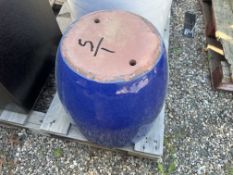 Clay Planter 18" Diameter 18"H Blue