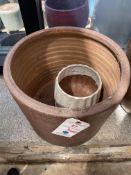 {LOT}(3) Asst. Clay Planters 14" x 16"h, 13" x 14.5"h, and 10" x 12"h Blue and Turquoise