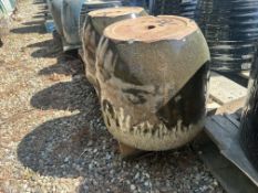 {LOT} (2) Clay Planters 14" x 13"H (retails $89 Each) Moss