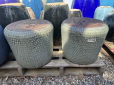 {LOT}(2) Matching Clay Planters 16.5" x 15.5"h (Retails $95)