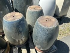 {LOT}(3) Matching Clay Planters 14" x 24"H (Retails $260 Each) Blue Grey