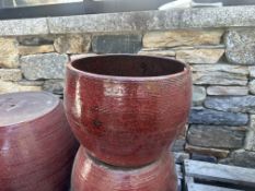{LOT} (2) 16.5x12" Drum Planters (Retails $99 Each) RED