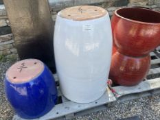 Clay Barrel Planter 20" Diameter x 33"H White (Retail $325)