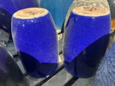 {LOT} (2) Matching Clay Planters 9.5" x 17"H (Retails $85 each) Blue