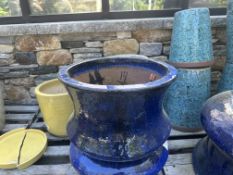 {LOT} Asst. Clay Planters (2) 19.5" x 19.5" and (1) 30" x 20"H BLUE (Retail NA)