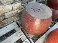 {LOT} (2) Matching Clay Drum Planter 21"x15" (Retails $129 Each) RED