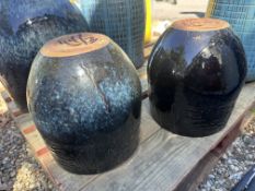 {LOT}(3) Asst. Size Matching Style Clay Planters (Retails $95) Blue Moss