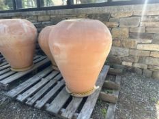 {LOT} (7) Matching Style Clay Planters ((1) Cracked See Pics)