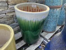 Clay Planter 17.5"x24"H Green and White (Retails $135)