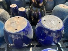 {LOT} (2) Matching Clay Planters 20" x 24"H (Retails $220 each) Blue