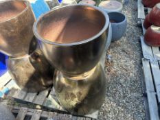{LOT} (4) Asst. Size Matching Style Clay Planters 18" x 17"h and 19" x 21"H (Retails $159 and $